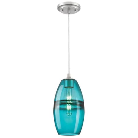 Westinghouse Pendant 60W Mini Soren, Brushed Nickel Turquoise Glass 6366300